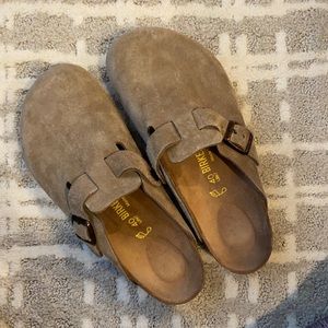 Birkenstock Boston Taupe Suede Leather